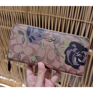 COACH F26290 ACCORDION ZIP WALLET WITH CAMO ROSE FLORAL PRINTT