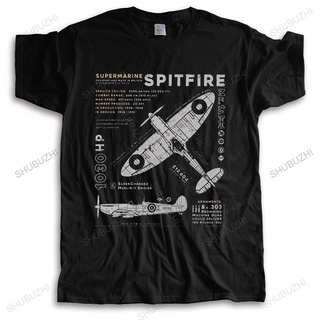 [S-5XL] เสื้อยืดแขนสั้น ผ้าฝ้าย พิมพ์ลายเครื่องบินรบ Supermarine Spitfire MK WW2 War Pilot Aircraft แฟชั่นสําหรับผู้ชาย