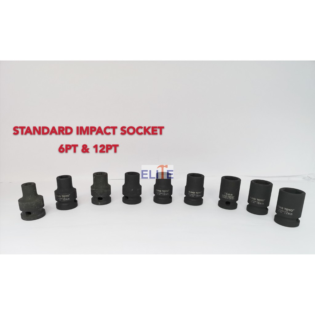 KING TOYO 1/2" STANDARD IMPACT SOCKET (6PT & 12PT) 8MM - 36MM