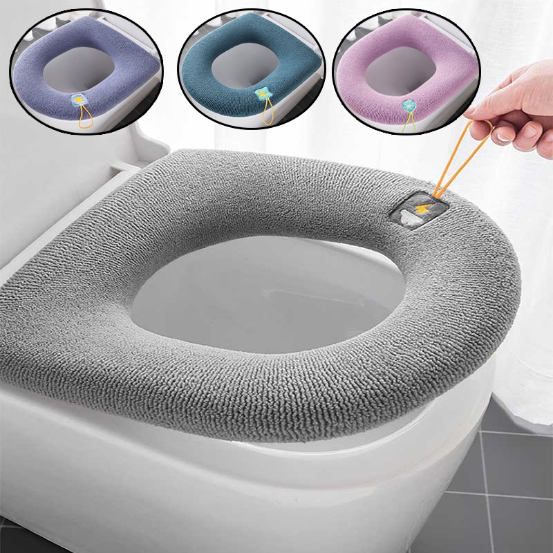 Soft Thicker Warmer Stretchable Washable Toilet Seat cover / Winter Warm Knitting Toilet Seat Cover Pads for Bathroom