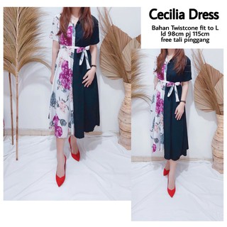 F&amp;f ชุดเดรส Cecilia ผ้าลูกไม้ พรีเมี่ยม UK L-XL LD 100 ซม. PJ 100 ซม.