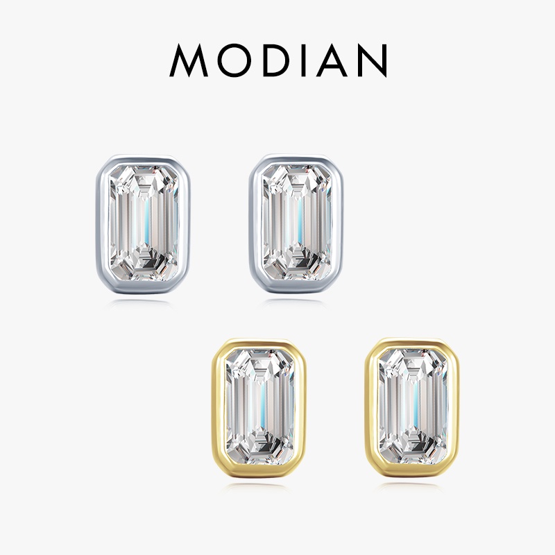 Modian ต่างหูสตั๊ด เงินสเตอร์ลิง 925 ประดับเพทาย AAAAA เครื่องประดับ สําหรับผู้หญิง งานแต่งงาน