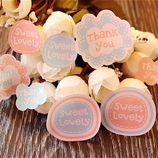 สติกเกอร์ติดกล่องขนม Sweet Lovely และ Thank you จำนวน 10/20 แผ่น