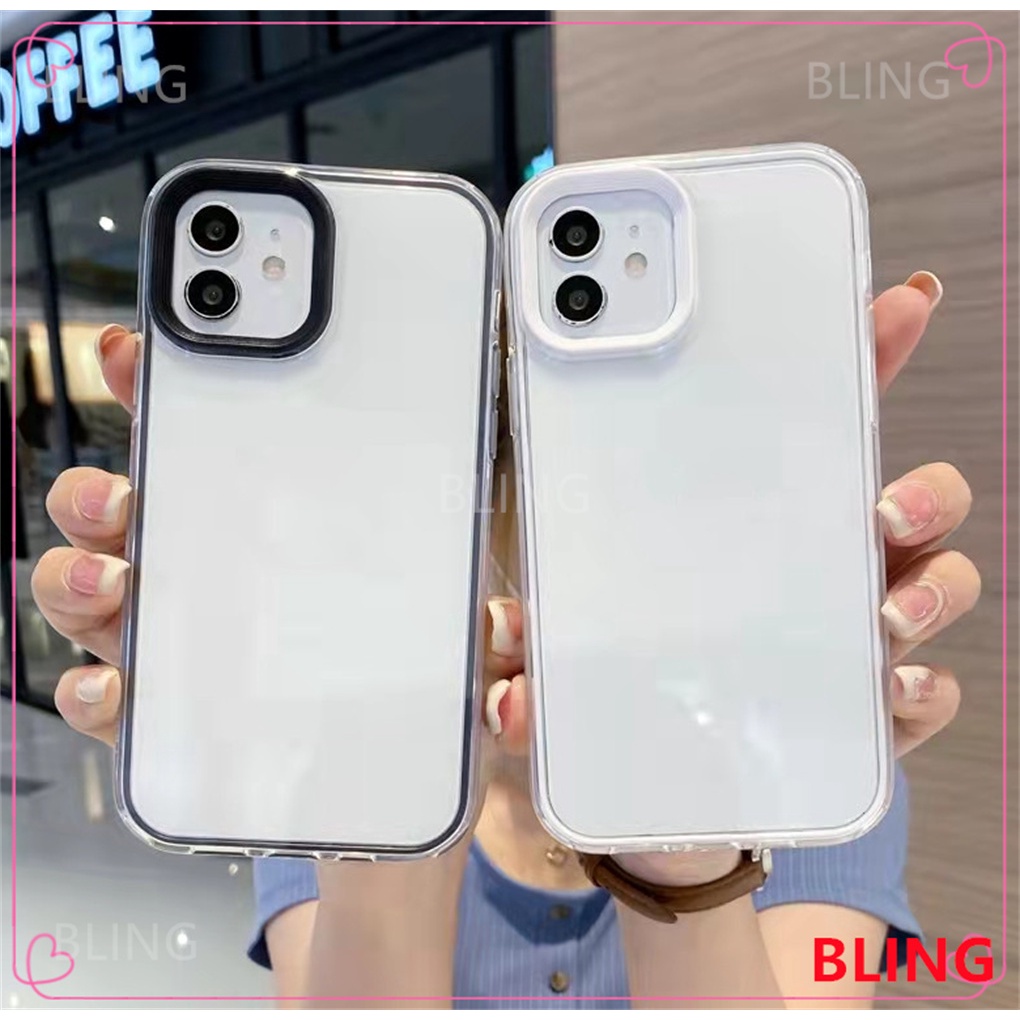 3-in-1 Macaron Transparent Shockproof Bumper Phone Case compatible for เข้ากันได้สำหรับ เคสไอโฟน เคส