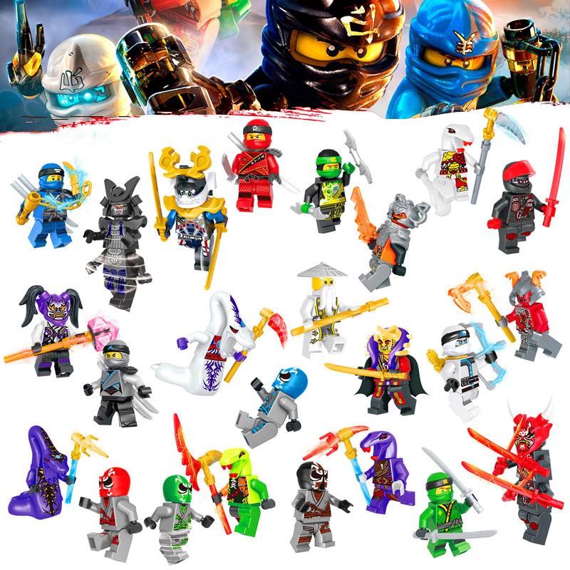 24Pcs/set Ninjago Minifigures Jay Kai Zane Lloyd Cole Wu Ninja Movie Building Blocks Kids Education Toys