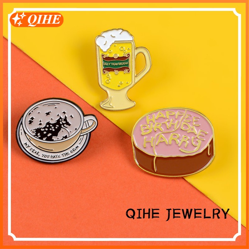 "My Dear You Have The Grim" Pin Coffee Cup Brooch Butterbeer Harry's Birthday Cake Enamel Pins Magic