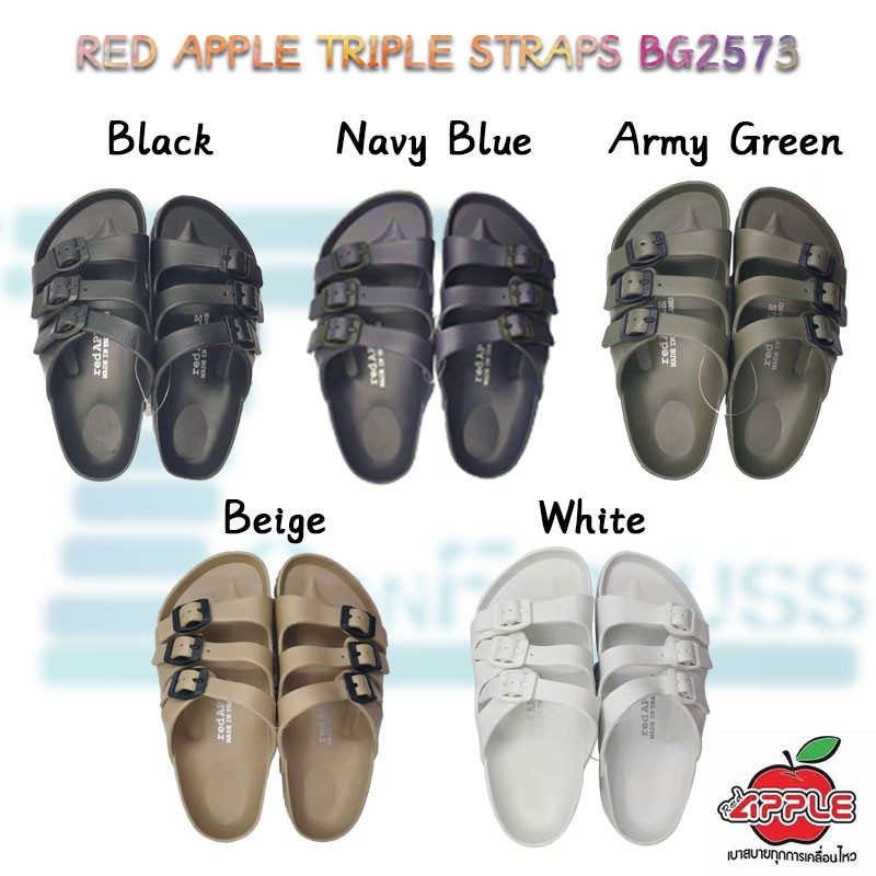 Unisex Red Apple Triple Straps Sandal Shoes BG2573