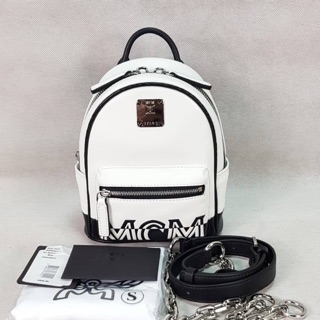 MCM Mini Logo Crossbody Leather Backpack เป็นหนังนะคะ