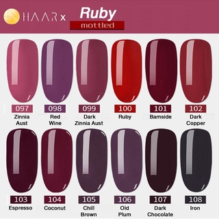 เซ็ต ยาทาเล็บ เจล 12 ขวด Gel Nail Polish Set HAAR x Mottled Ruby Tone โทน รูบี้ ทัมทิม อัญมณี สี แดง ม่วง เทา น้ำตาล ...