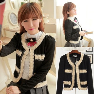 (สินค้าพร้อมส่งค่ะ) เสื้อแฟชั่น cardigan เกาหลี คอกลม แขน