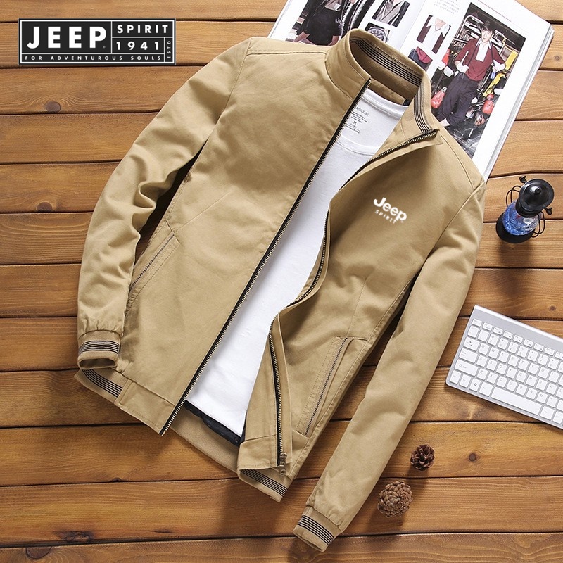 JEEP SPIRIT 1941 ESTD เสื้อแจ็กเก็ตเบสบอลลําลอง กันลม เข้ารูป แฟชั่นฤดูใบไม้ผลิ ฤดูใบไม้ร่วง สําหรับผู้ชาย ราคา ถูกที่สุด ดีลบีเคเค