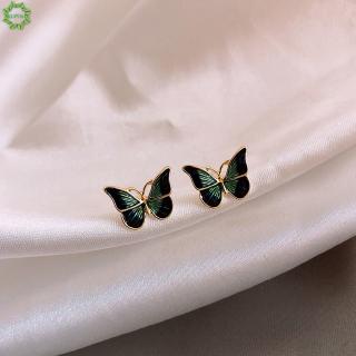 Cod Qipin Vintage Oil Painting Butterfly Pendant Women Ladies Temperament Versatile Earrings Stud