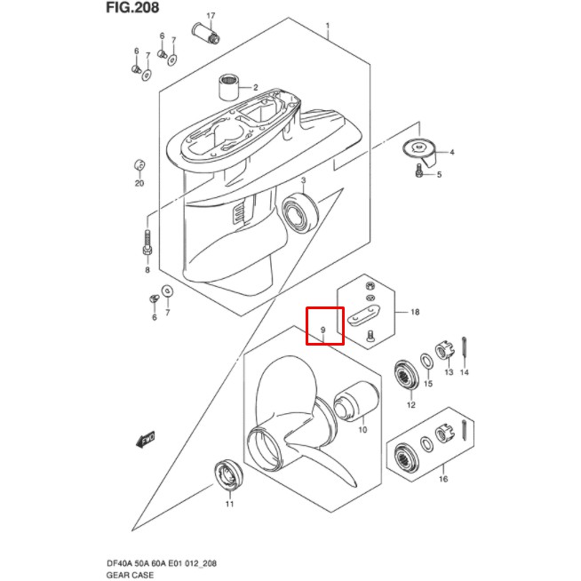 58100-88L52-019 PROPELLER (3X11-3/8X14) ใบพัด(3X11-3/8X14) เครื่องยนต์เรือซุซุกิ Suzuki 58100-88L52 