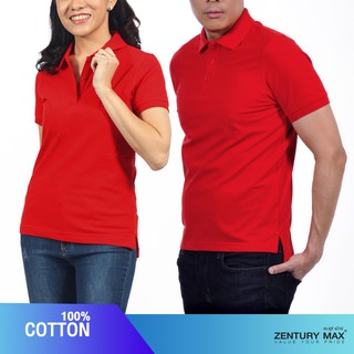 ZENTURY MAX เสื้อโปโล แขนสั้น เสื้อคู่ ชาย,หญิง สีพื้น 💥ผ้า Cotton 100%💥 LKP-3015 / MKP-3014-RED สีแดง