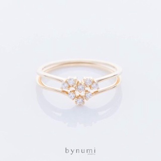 bynumi Set of Heartfull Rings - "Heartfull" แหวน เงินแท้ 925 ชุบทองคำบริสุทธิ์ และ เพชรสวิส