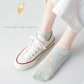 syshop899 ถุงเท้าข้อสั้น ลายไอศกรีม [ 1 เซตมี 5คู่ ]ใส่ได้ทั้ง ช/ญ A75