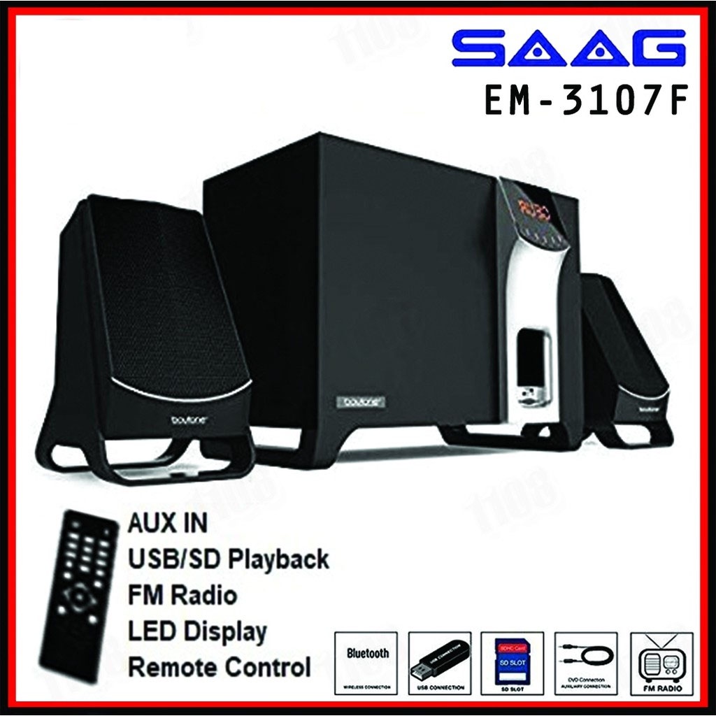 SAAG ลำโพง Bluetooth 2.1 รุ่น EM-3107F Orbit กำลังขับ 14 W Multimedia Speaker System ลำโพงซับวูฟเฟอร์