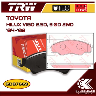 ผ้าเบรคหน้า TRW สำหรับ HILUX VIGO 2.5D, 3.0D 2WD 04-08 (GDB7669)