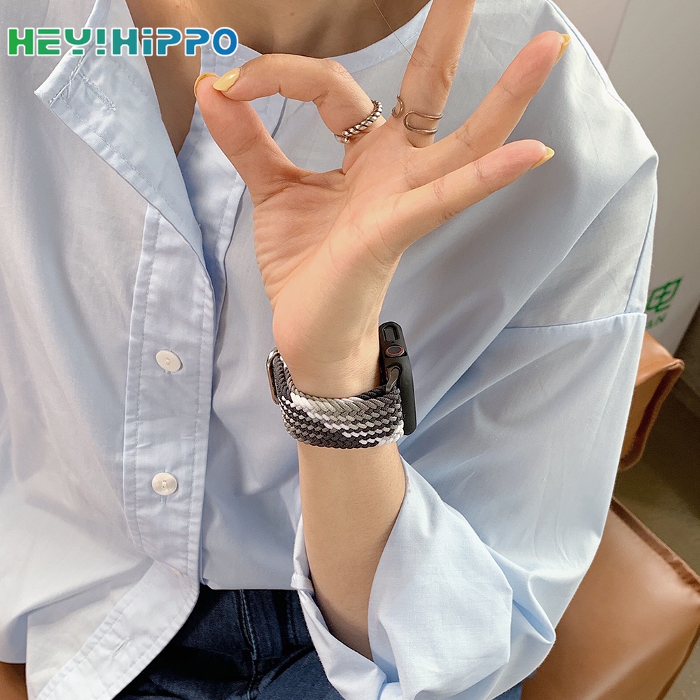 สายนาฬิกาข้อมือไนล่อน สีรุ้ง สามารถปรับได้ พร้อมเคส สําหรับ Watch Series 7 6 SE 5 4 3 2 1 watch 45 44 42 41 40 38 มม.