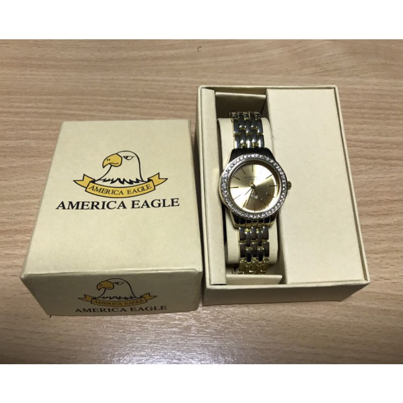 นาฬิกาข้อมือ America Eagle แท้ หน้าปัดทอง สายสีทอง