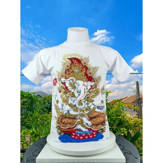 **เสื้อยืด คอกลม ลายไทย สีขาว ลายพระพิฆเนศ สำหรับผู้หญิง-ผู้ชาย ผ้าCotton 100% MYDREAMT311AWHITE**