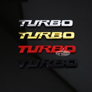 โลโก้ โลหะ ติดรถยนต์ TURBO ขนาด 1.8 x 13 cm.