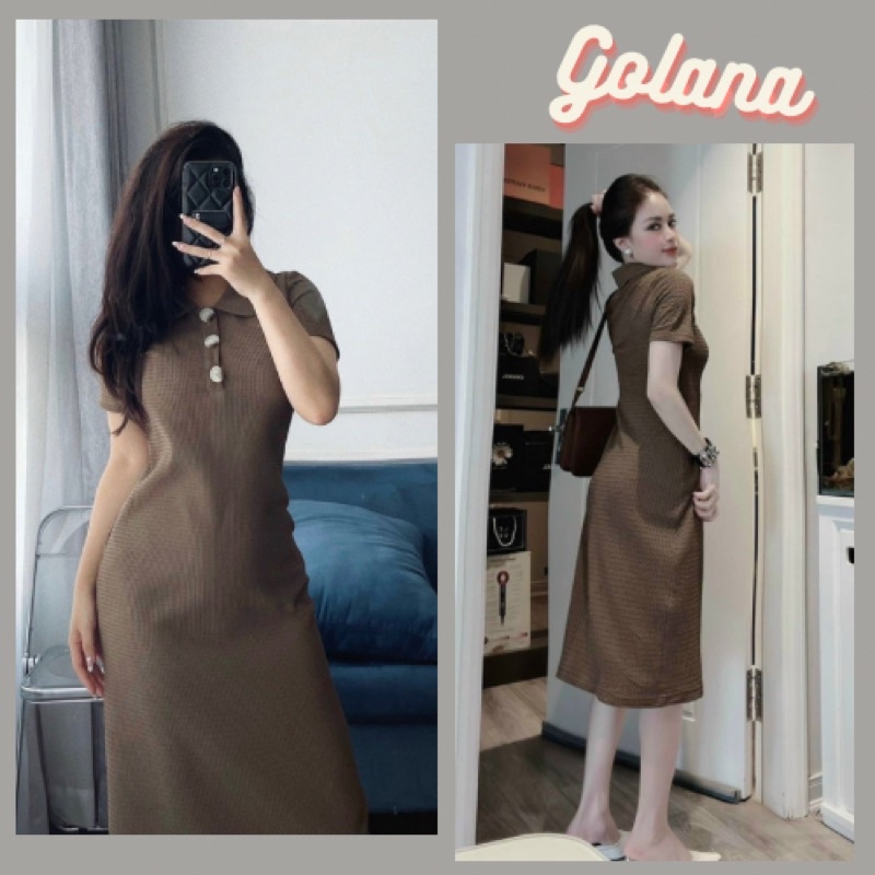 ชุดเดรสโปโล บอดี้คอน ลายนูนรังผึ้งส่วนตัวมาก (มีขนาดใหญ่) (BD888)