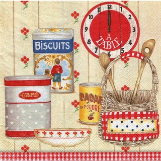 Pladao Napkin ภาพวินเทจ Biscuits Cacao Cafe กระดาษ แนพกิ้น สำหรับงานศิลปะ เดคูพาจ decoupage ขนาด L 33x33