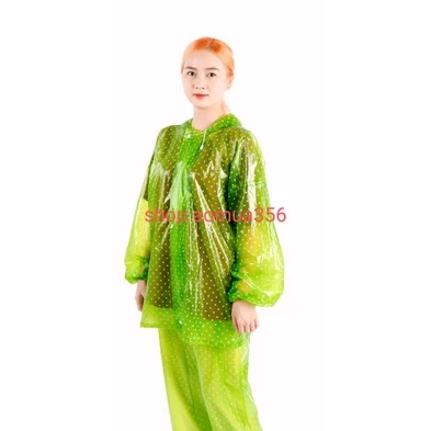 ชุดเสื้อกันฝน PVC มีซิปและกระดุม - รูปที่ 1
