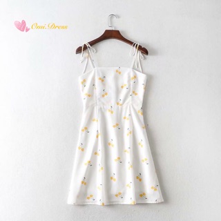 Cherry Dress💛 เดรสสั้น เดรสสายเดี่ยว มินิเดรส เดรสเชอรี่ ลายเชอรี่ ชุดเดรส มินิเดรสสายเดี่ยว