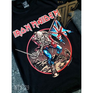 เสื้อยืดผ้าฝ้ายพรีเมี่ยม  279 Iron Maiden  ROCK เสื้อยืด เสื้อวง เสื้อดำ สกรีนลายอย่างดี ผ้าหนานุ่ม ไม่หดไม่ย้วย