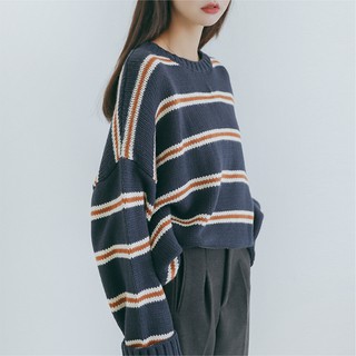 102 sweater : navy เสื้อสเวตเตอร์แขนยาว