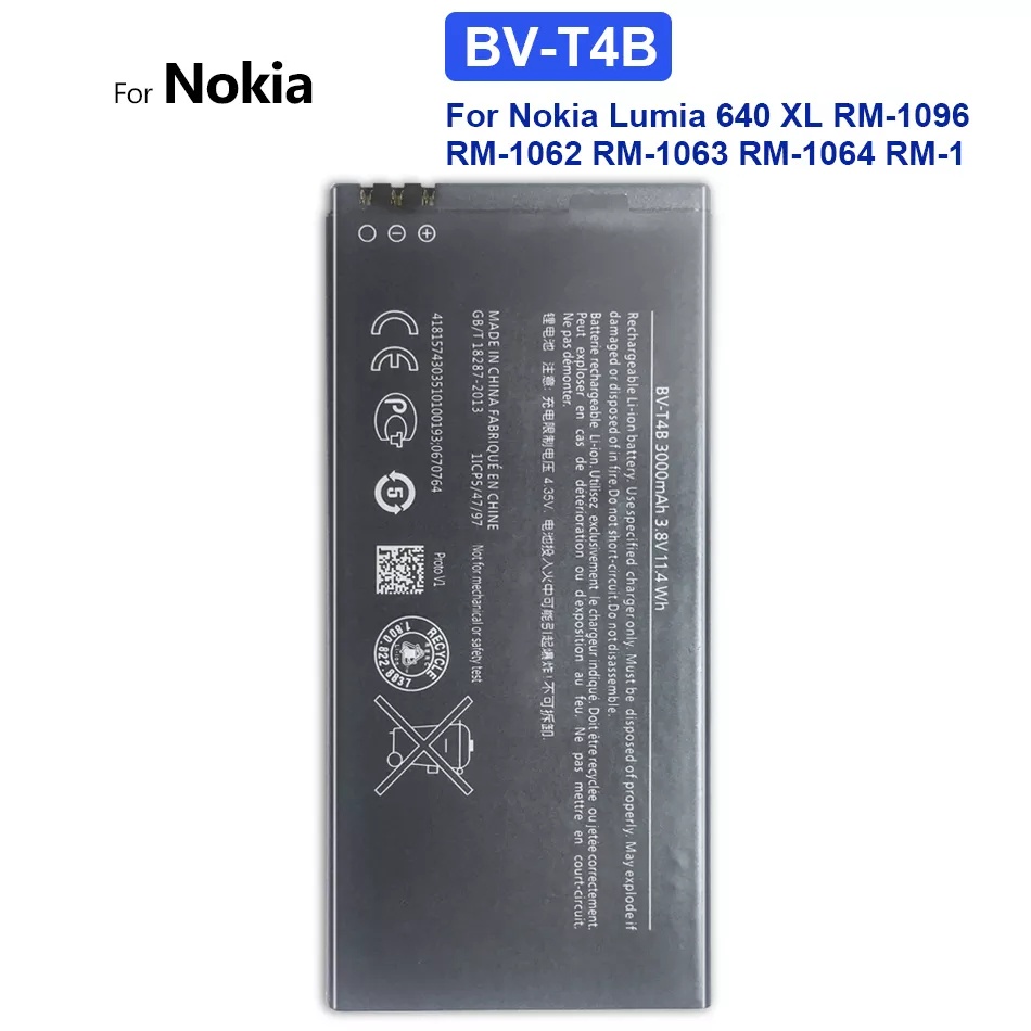 แบตเตอรี่โทรศัพท์มือถือสำหรับ Microsoft Nokia Lumia 640 XL RM-1096 RM-1062 RM-1063 RM-1064 RM-1 BV T