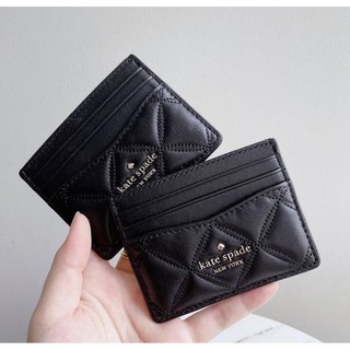 kate spade card holder ที่ใส่บัตรลายมุ้งมิ้ง หนังนิ่ม ยาแนวเป๊ะ น่ารักมาก logo อะไหล่เงิน รีบจีดค่า