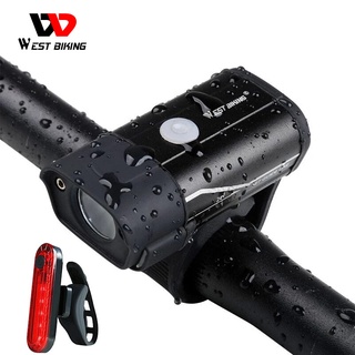 WEST BIKING ไฟฉาย 350 Lumens 5 โหมด กันน้ํา ชาร์จ USB สําหรับจักรยาน