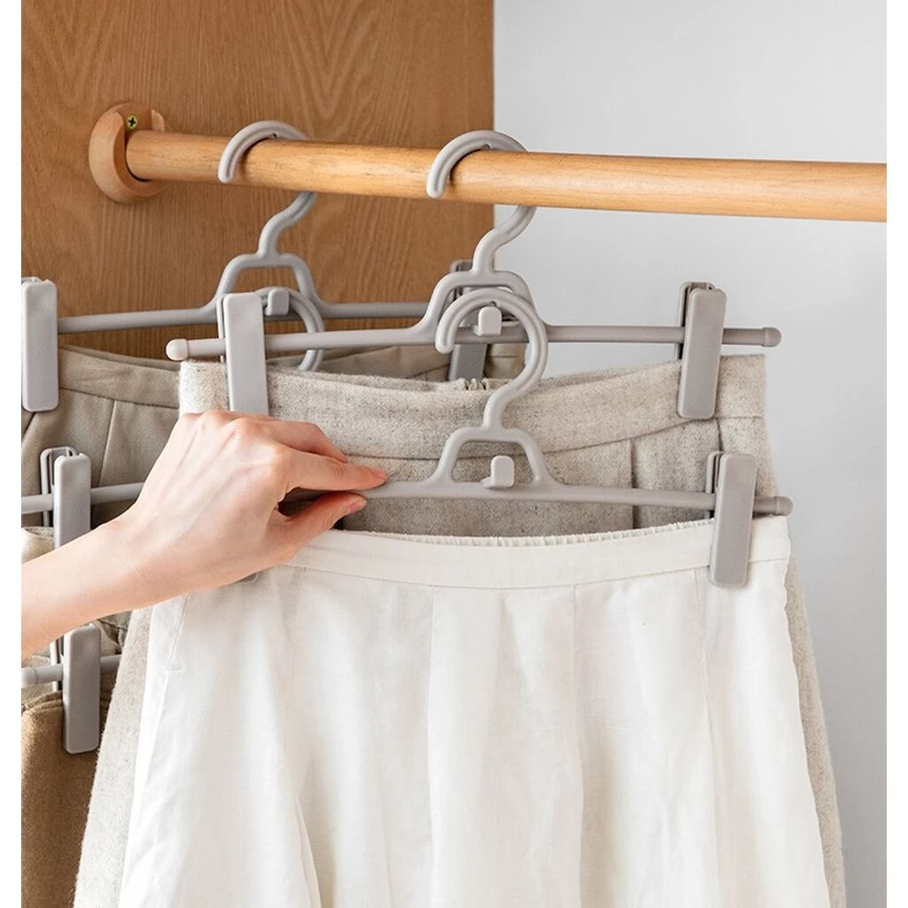 Omocha | (1 set 5 ชิ้น) Trouser clip hanger ไม้แขวนเสื้อ กางเกง ไม้หนีบกางเกง