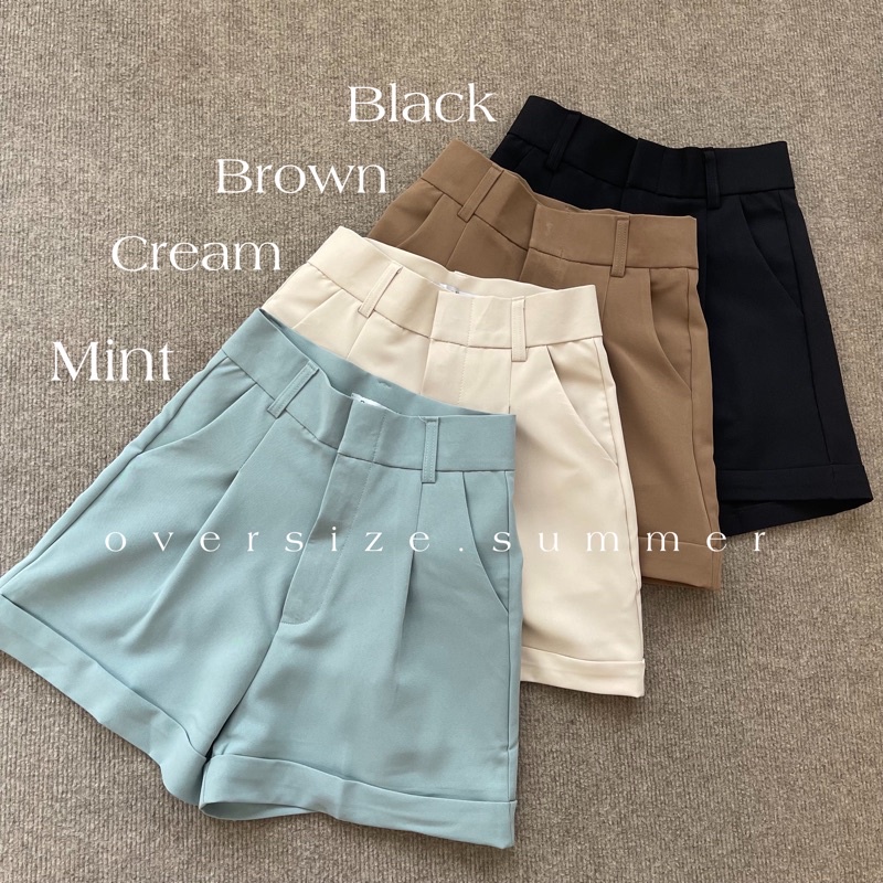 (oversize.summer)กางเกงขาสั้นเบสิค กางเกงขาสั้นผู้หญิงขาพับ -basic pants#2 (พร้อมส่ง)