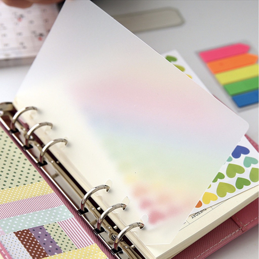 6 หลุม A5 A6 หลวม Leaf PP Divider Binder โน้ตบุ๊คดัชนี Planner โน้ตบุ๊ค