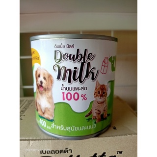 นมแพะ100%Double milk ดับเบิ้ลมิลค์ ,เพียวโกด Pure goat สำหรับน้องแมวน้องหมาแสนอร่อยขนาด400มล.