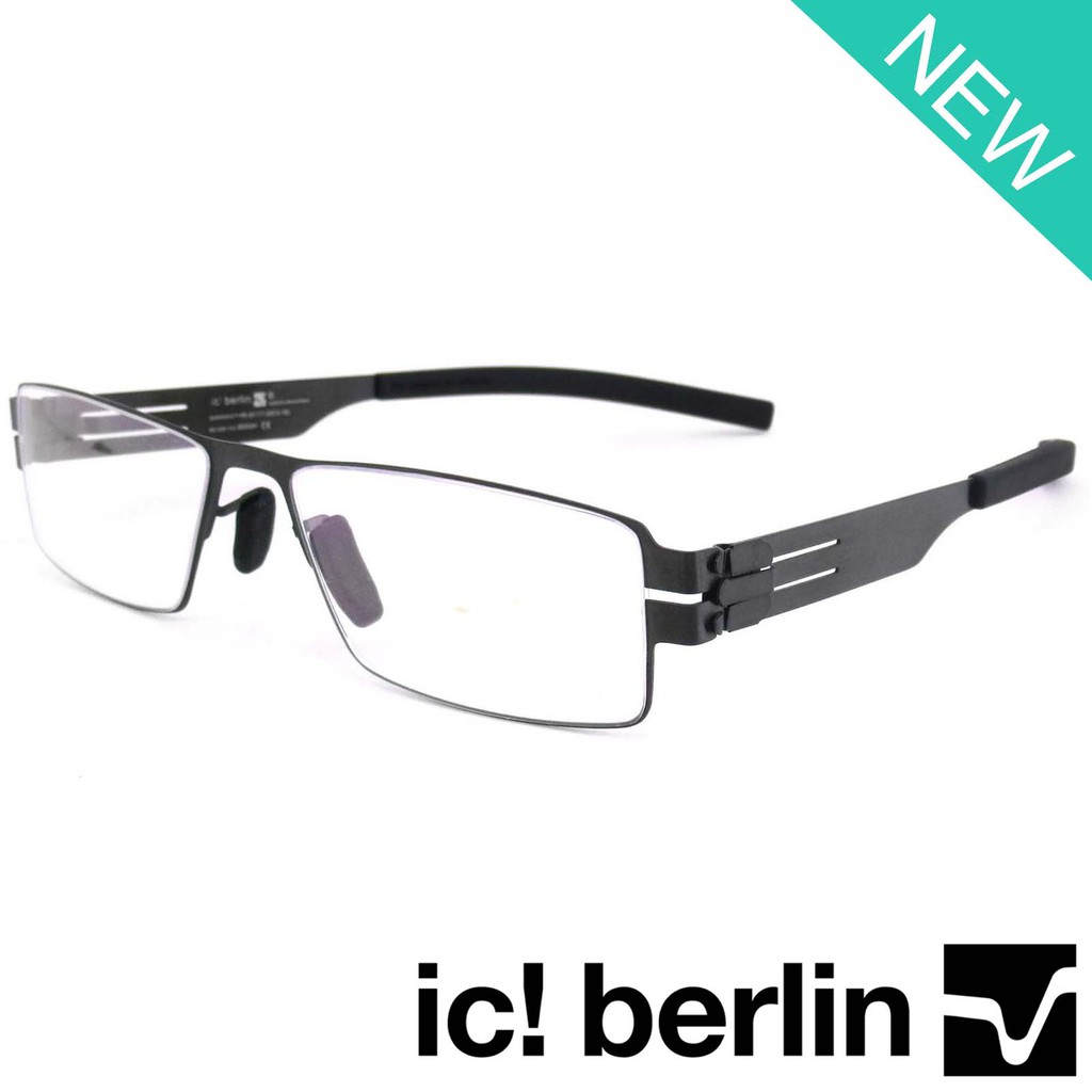 Ic Berlin แว่นตารุ่น 863424 สีเทา กรอบเต็ม ขาข้อต่อ วัสดุ สแตนเลส สตีล Eyeglass ทางร้านเรามีบริการรับตัดเลนส์
