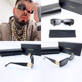 BALENCIAGA EYEWEAR RECTANGULAR FRAME BB SUNGLASSES IN BLACK