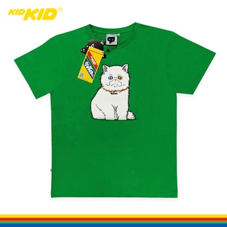 Kidkid(คิดคิด) เสื้อแขนสั้น Limited Edition คิดคิด ลายแมวใหญ่ สีเขียว