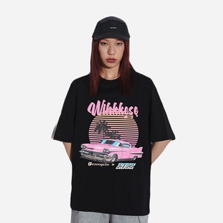 【Selvze】American style street printed oversized Round neck loose short sleeve top for women T-shirtเสื้อยืด