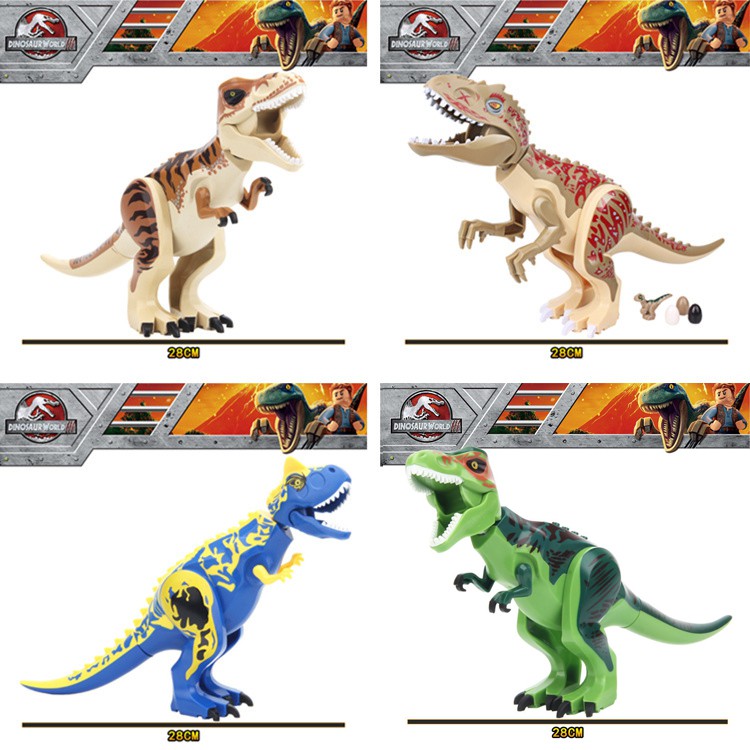4pcs/sets Lego Dinosaur Big Size Jurassic World Jurassic Park Building Model Spinosaurus Tyrannosaur