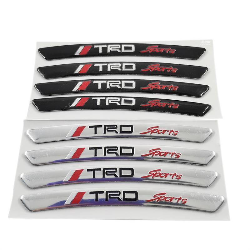 4 x อลูมิเนียม TRD กีฬาโลโก้รถ Auto ล้อยางตกแต่งป้ายสัญลักษณ์สติกเกอร์รูปลอก TOYOTA TRD