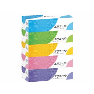 Elleair White 100% Pure Pulp Premim Soft เอลิแอล กระดาษเช็ดหน้า 180 แผ่น คละสี*