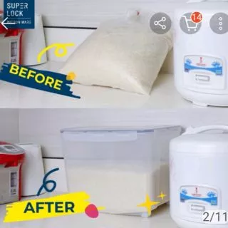 Super Lock​ กล่องใส่ข้าวสาร​พร้อมถ้วงตวงบรรจุ 5kg.6042