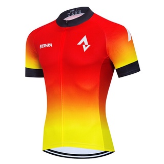 พร้อมส่ง เสื้อกีฬาแขนสั้น ลายทีม Strava แฟชั่นฤดูร้อน สําหรับขี่จักรยาน Mtb