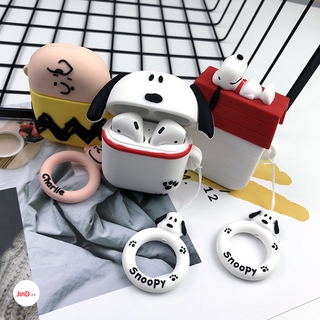เคส AirPods 1/2 Airpods แบบนุ่มสำหรับ Apple ป้องกันการลื่นไถลคู่รักการ์ตูนน่ารัก Snoopy ซิลิโคน กรณี AirPod Case