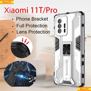 สำหรับ Xiaomi 11T 11 T Pro เคสโทรศัพท์เกราะกันกระแทกปลอกขาตั้งแข็งตัวยึดแม่เหล็กด้านหลังเลนส์กล้องป้องกันฝาครอบโทรศัพท์สำหรับ Xiaomi 11T